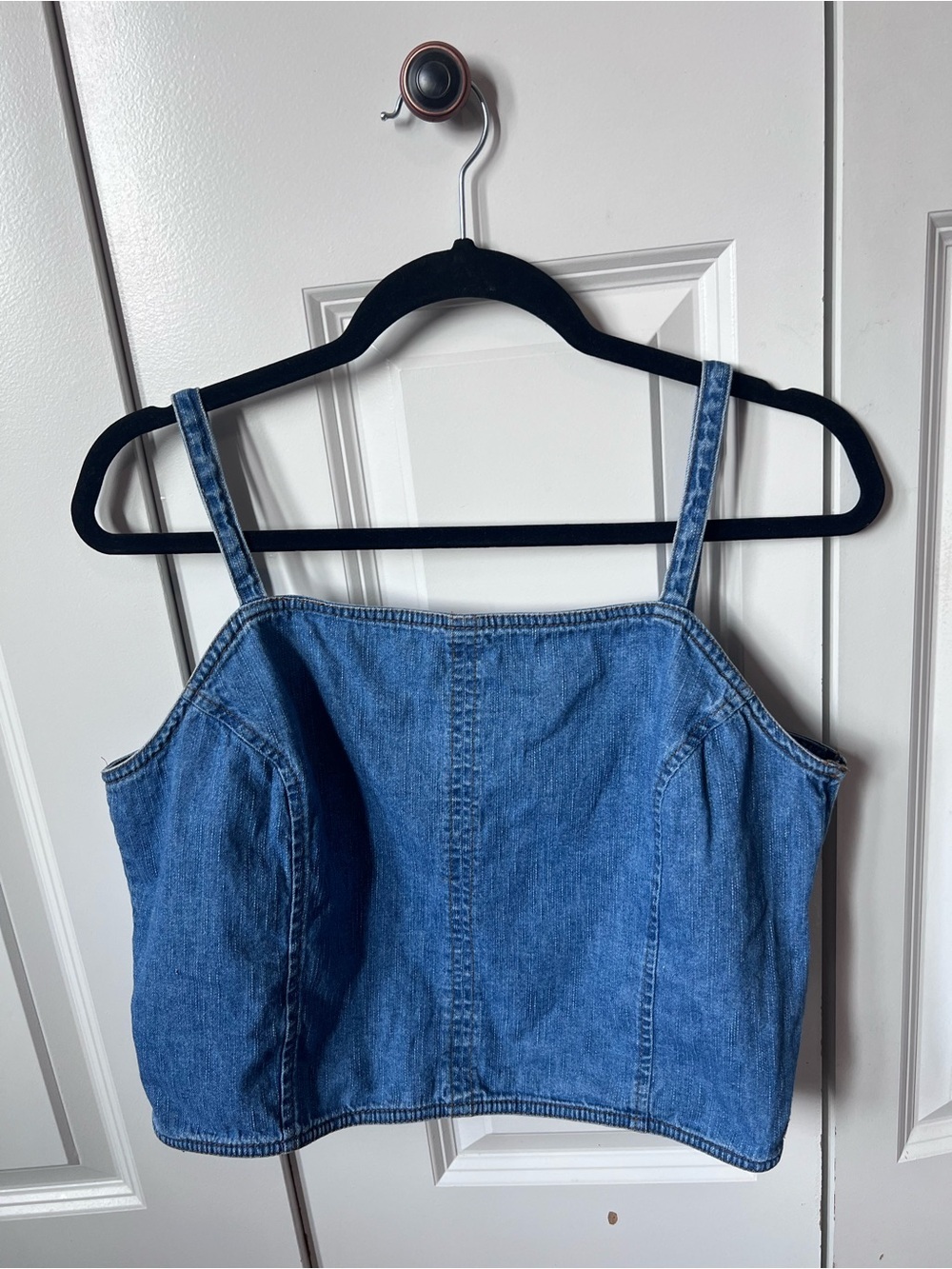 Route 66 vintage Y2K Denim Crop Cami Top - Blue